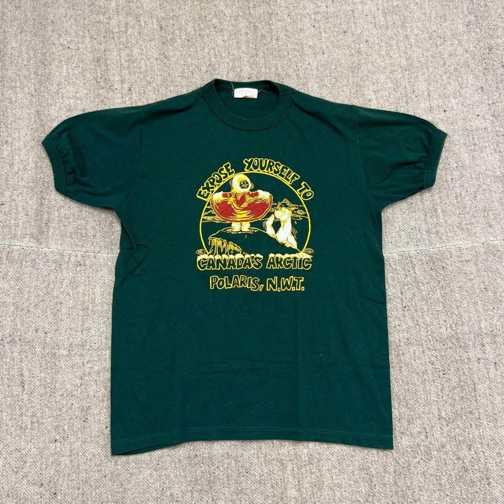 Vintage Expose Yourself To Canada's Arctic‎ Shirt Mens Medium Green 1980s NWT